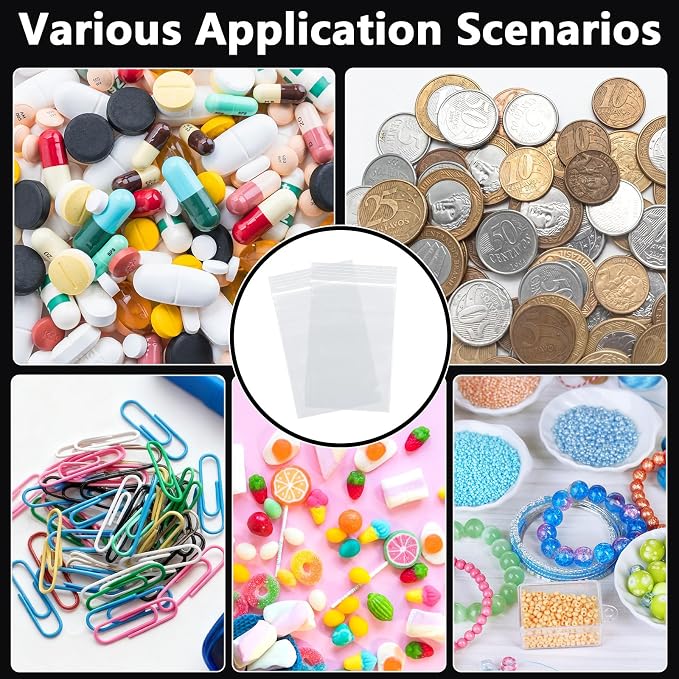 BESARME 1000 PCS 3" x 5" Small Plastic Bags for Jewelry Mini Clear Plastic Poly Bag 2 Mil with Resealable Lock Seal Zipper for Storage Gifts Candy Screws