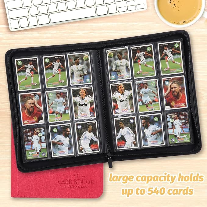 Trading Card Binder, Card Collection Binder Album Folder with 540 Side Loading Pockets, 9 Pocket Trading Card Album Folder for TGC,MTG, Baseball Cards, Yugioh(Red)