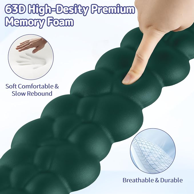 Cloud Wrist Rest Keyboard, Cloud Keyboard Wrist Pad Set with PU Leather Memory Foam, Cute Arm Rest for Palm Support, PC/Gaming Desk Accessories/Office Setup/Computer Hand Cushion - Dark Green