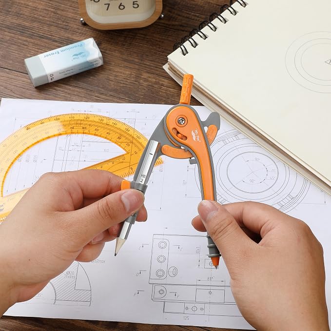 Mr. Pen- Bulk Geometry Compass and Protractor Set, 12 Sets, 6 Inch | Bulk Drawing Tool for School, Clear Plastic, Easy Grip, Precision Design for Math, Art, Drafting, Architecture
