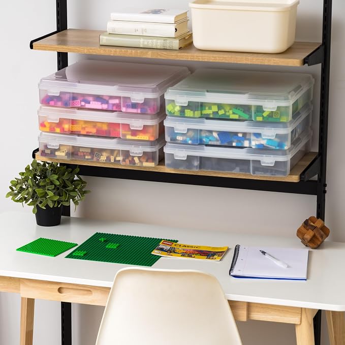 IRIS USA Scrapbook Case |Made in USA| Fits 12"x12" - Thick (6-Pack) - Clear | Portable Plastic Storage Organizers with Built-In Handles for Paper, Art, Board Games, Crafts, Files & Office Supplies
