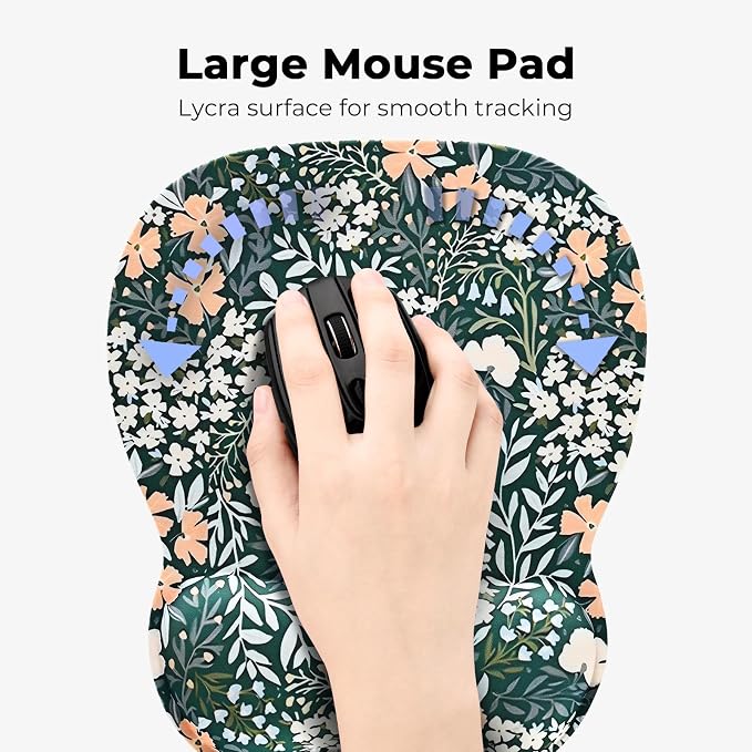 EooCoo Ergonomic Mouse Pad with Wrist Rest, Memory Foam Support Mousepad | Non-Slip Base for Computer, Cafe, Home & Office, 9.64 x 8.26 in Office Desk Accessories, Carpal Tunnel Relief
