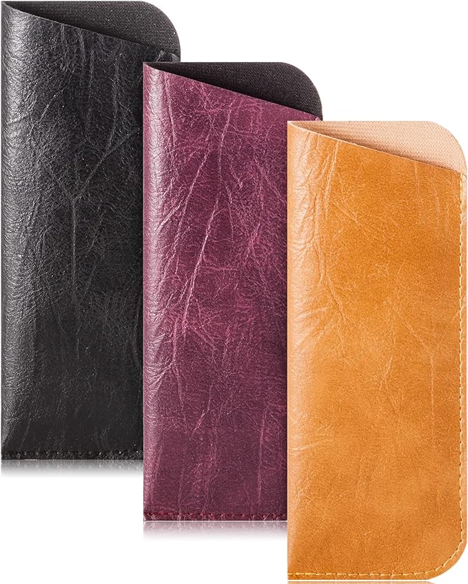 TRIUMPH VISION Reading Glasses Pouch Eyeglass Sleeve Soft Case Slim 3 Pack | Alternative to Bulky Case Lightweight，Neoprene Lined Padded Protect Optical lens Slip in, Cute Pattern Portable for Daily Use