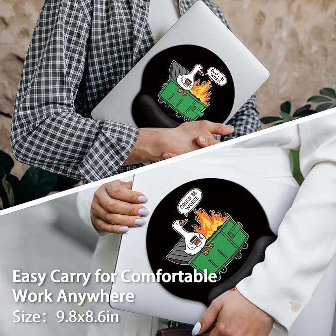 LIMKRIAN Funny Goose Ergonomic Mouse Pad with Gel Wrist Rest | Non-Slip PU Base, Smooth Surface, Cooling Gel Eases Wrist Pain, Ideal for Office/Gaming/Home, 9.8 x 8.6 in, Desk Accessories