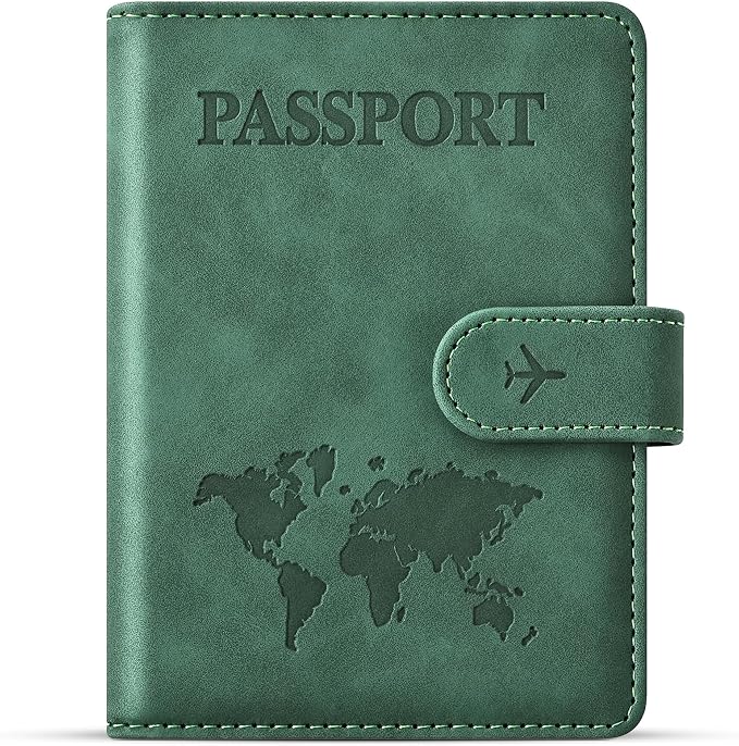 Passport Holder for Travel Essentials, Passport Wallet Cover Case for Travel Must Haves Accessories,Passport Book Holders for Women and Men BLACK (GREEN)