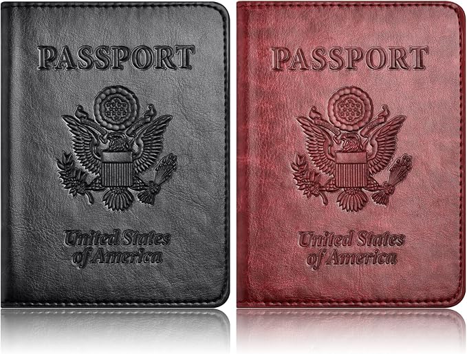 Eoehro Passport Holder for Travel Essentials-2Pack, Passport Wallet Cover Case for Travel Must Haves Accessories,Passport Book Holders for Women and Men