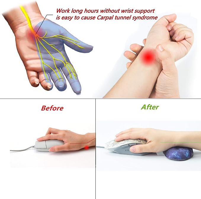 BRILA Ergonomic Memory Foam Mouse Wrist Rest Support Pad Cushion for Computer, Laptop, Office Work, PC Gaming - Massage Holes Design - Wrist Pain Relieve (Nebula Galaxy Space)