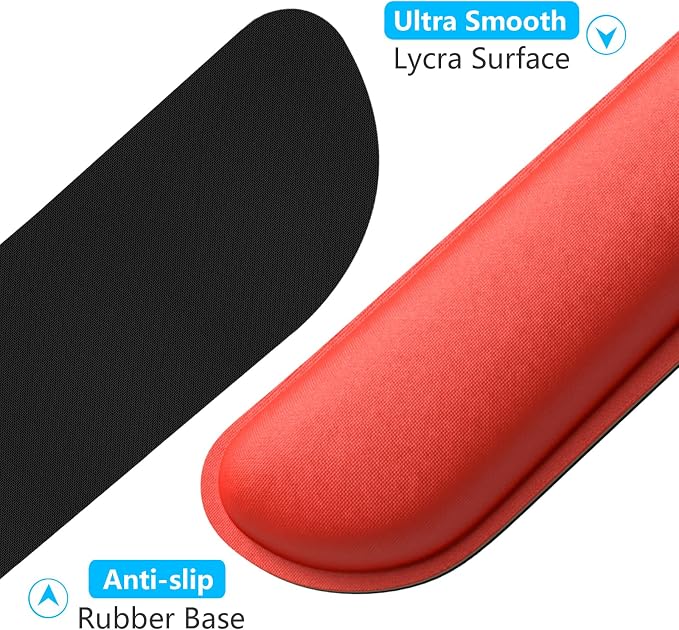 Dapesuom Enlarge Keyboard Wrist Rest, Cute Memory Foam Keyboard Wrist Cushion for Computer Desk Mats Support, Typing Pain Relief Ergonomic Mouse Pad Rests with Non-Slip Base for Gaming, Laptop, Red