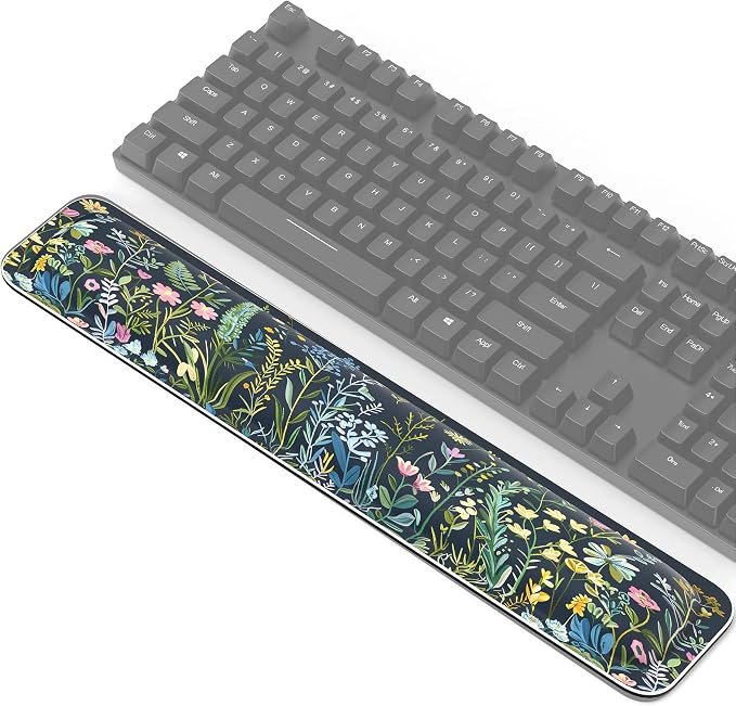 TECKNET Wrist Rest for Computer Keyboard Ergonomic, 1 in Thick, 17x3.3 in | Thicken Memory Foam, Typing Pain Relief, Wrist Support Pad for Keyboard, Comfort for Home/Office/Work, Anti-Slip Rubber Base