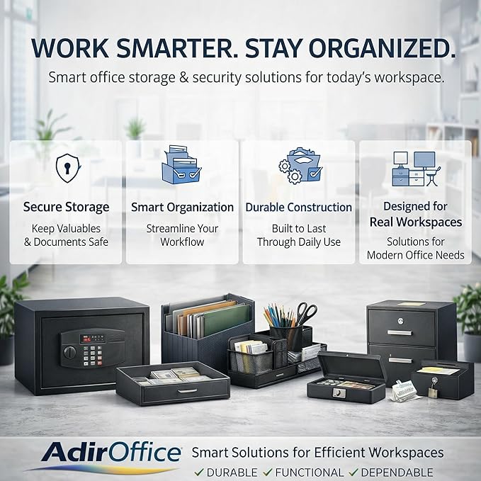 AdirOffice Mailboxes for Outside Wall Mount Large with Key Lock, Metal Locking Mailbox with Post Outdoor, Residential Mail Box Lock and Key, Cash Drop Box for Money, Parcel, Envelopes & Cards Blue