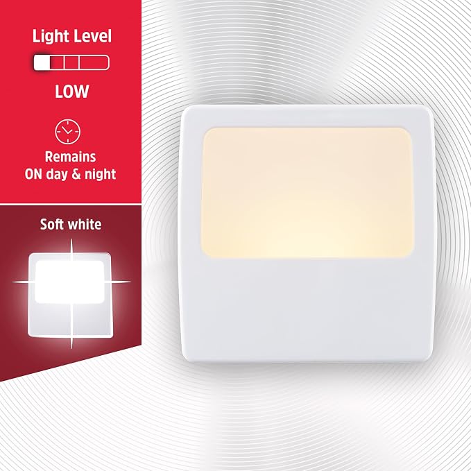 Energizer Night Lights Plug into Wall, 2-Pack, LED Plug in Nightlight, Soft Warm White, Always On, Adults, Kids, Bedroom, Bathroom, Nursery, Hallway, Kitchen, UL Safety Listed, 81568