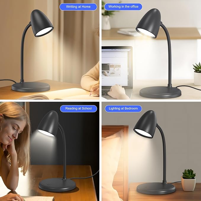 New LED Desk Lamp for Home Office,3 Colors Dimmable Table Lamp | Dimmable Reading Light Compact design fits well on desks and bedside tables,for College Dorm Room,Bedroom Desk Light
