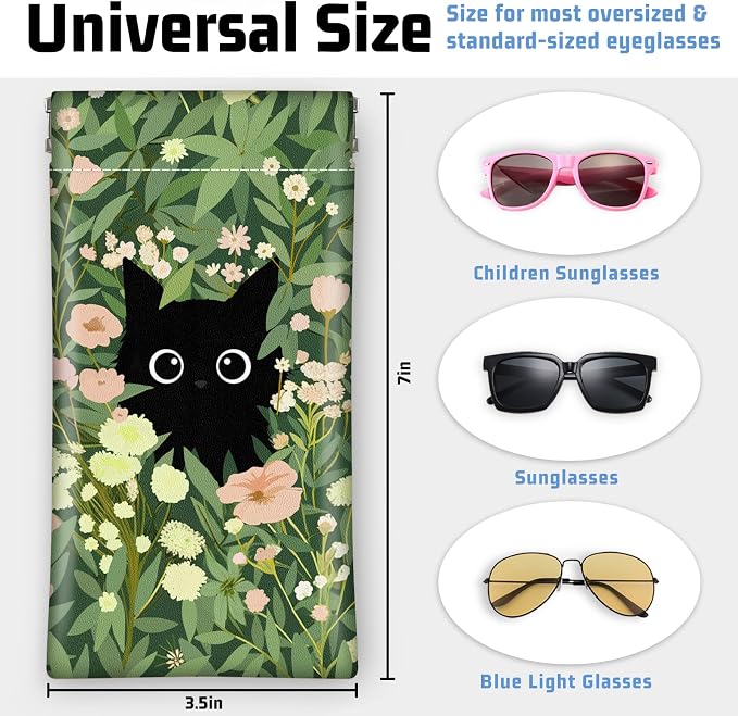 Soft Sunglasses Eyeglass Glasses Case,7x3.5inch Portable PU Leather Squeeze Top Holder Bag Pouch for Women Men