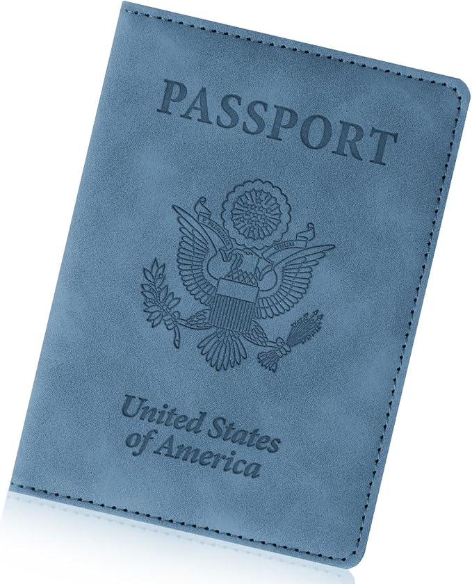 Passport Holder for Travel Essentials,RFID Blocking Passport Cover Wallet Card Case for Women and Men (Navy Blue)