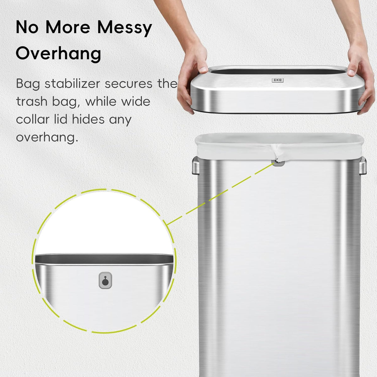 EKO Urban 24 Gallon/ 90 Liter Open Top Stainless Steel Slim Commercial Trash Can, Tall Kitchen Garbage Bin, Heavy-Duty Commercial Grade Large Trash Can for Home, Office, Hotel, Cafe, Restaurant, Dorm