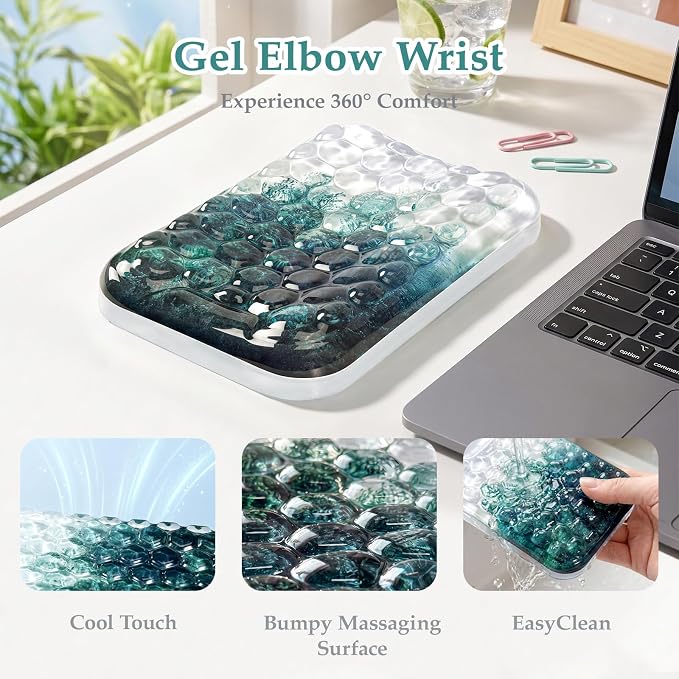 Ospelelf Elbow Wrist Rest Pad for Desk, Gel Arm Rest Pad Support for Laptop | Ergonomic Support for Typing & Mouse, Cool-touch, Lightweight, 6.29" × 4.33" × 0.98", Home Office Computer Use