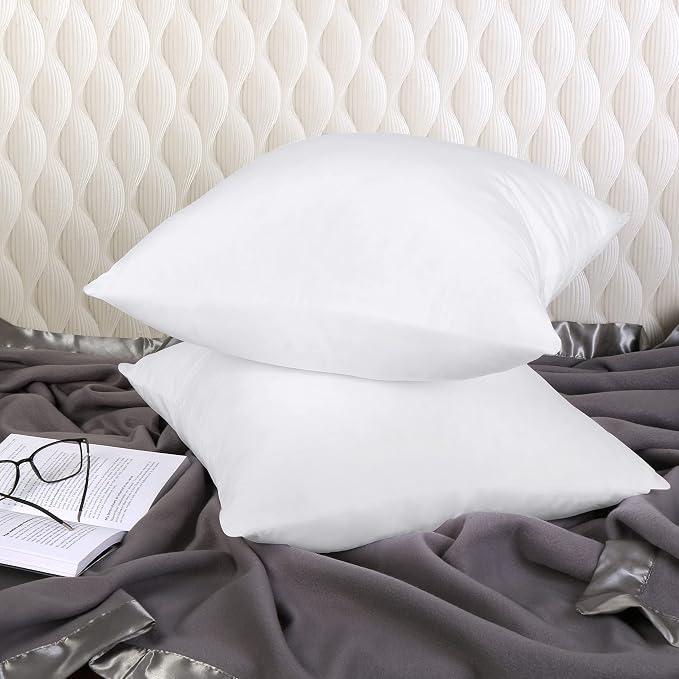 Utopia Bedding 17x17 Pillow Inserts, White Throw Pillows for Couch, 2 Pack | Indoor cushion inserts for bed, sofa & couch, Supportive & fluffy decorative pillows for everyday comfort, Set of 2, White