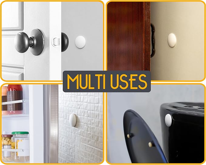 Door Stoppers - 1.57" (12 Pack) - Door Stoppers for Wall with Strong Back Adhesive - Quiet and Shock Absorbent Silicone Wall Protectors from Door Knobs - Protects Every Surface - White