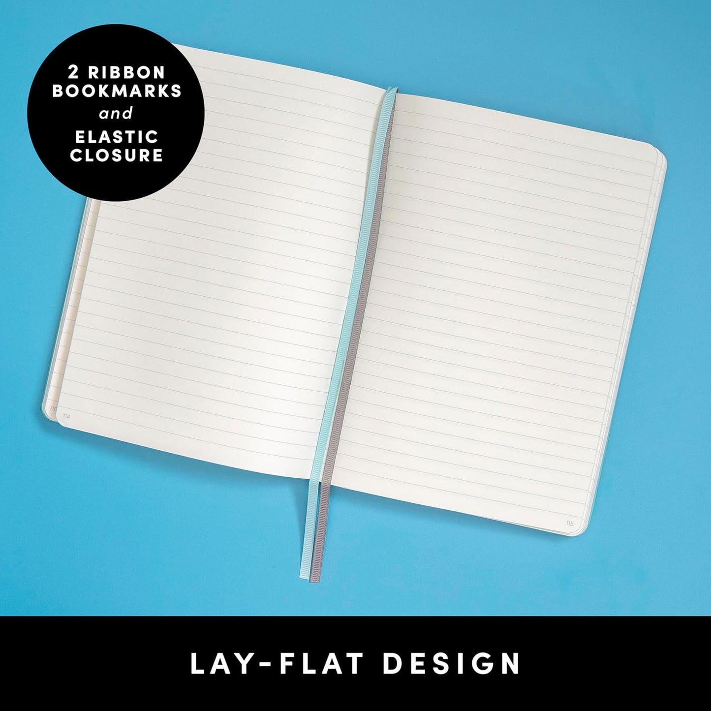 PAPERAGE Lined Journal Notebook, (Sky Blue), 252 Pages, Medium 5.6 in x 8 in - 100 GSM Thick Paper – Hardcover Journaling Notebook for Work, School & Note Taking