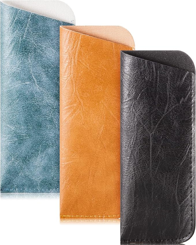 TRIUMPH VISION Reading Glasses Pouch Eyeglass Sleeve Soft Case Slim 3 Pack | Alternative to Bulky Case Lightweight，Neoprene Lined Padded Protect Optical lens Slip in, Cute Pattern Portable for Daily Use