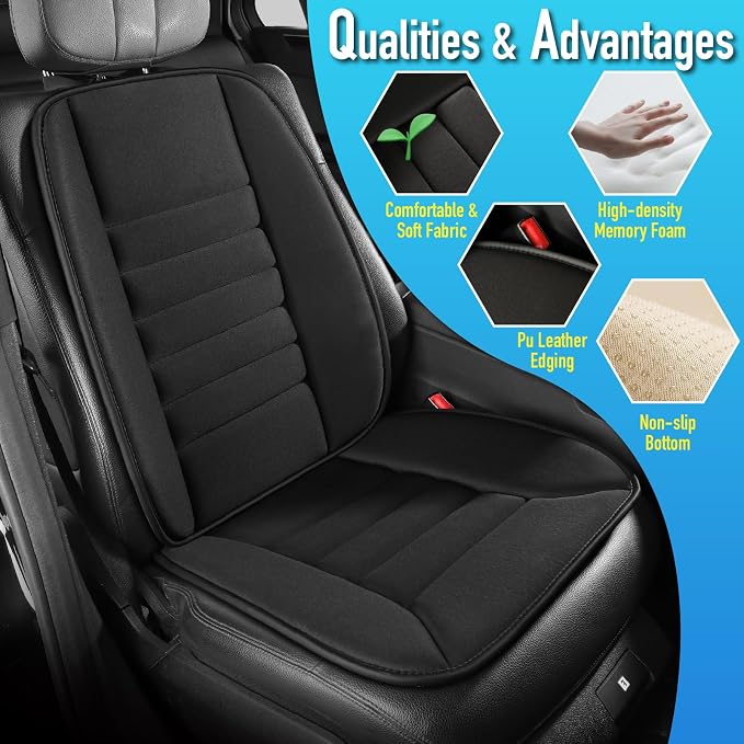 Lofty Aim Car Seat Cushion with Back Support Pillow, Driver Seat Cushion | Comfy Lumbar Support & Seat Cushion, Memory Foam Seat Cushion for Pain Relief, Butt Pillow for Car, Truck, Black