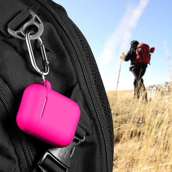 for AirPods 1/2 Case, Soft Silicone Protective Cover with Keychain and Cleaning Pen, Compatible with AirPods 2nd/1st Generation (2016/2019), Full Drop Protection Cover, Rose Pink