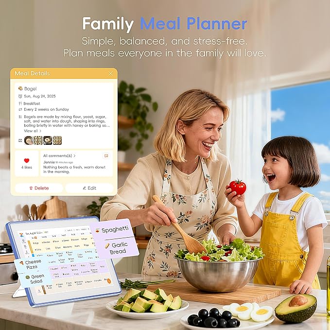 Westsee 15.6" Digital Calendar, No Subscription Smart Family Planner, Interactive Touchscreen Electronic Wall Calendar, Photo Display, Meals, Chore Chart & Tasks, Wall & Desk Mountable (Ultramarine)