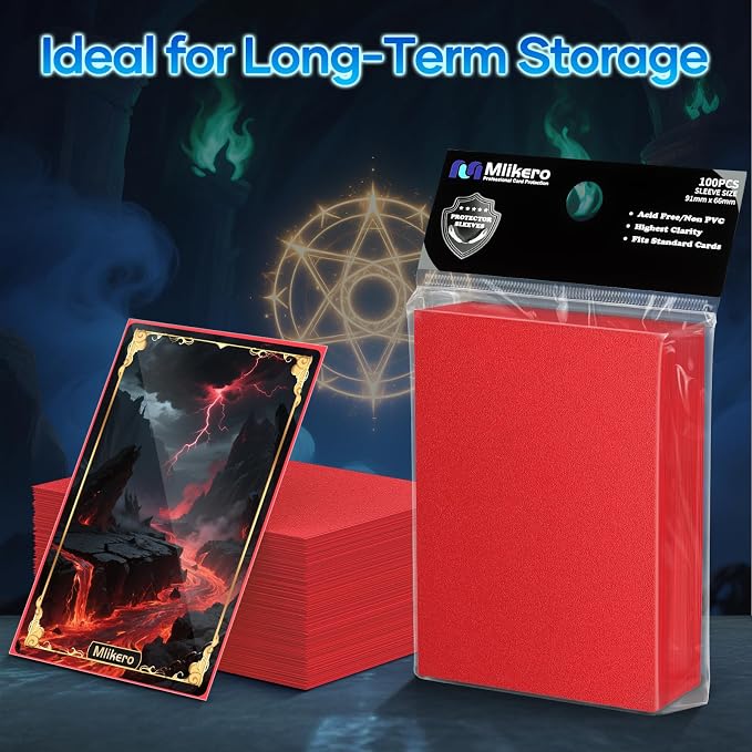 500 Counts Red Card Sleeves, Matte Sleeve Deck Card Protectors, Trading Card Sleeves Fit for MTG, TCG and Sports Cards (Matte Red)