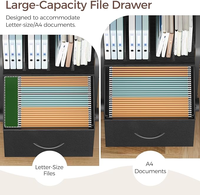 MAHANCRIS Small File Cabinet, Rolling Filing Cabinet for Under Desk | Single Non-Woven Fabric Drawer File Organizer for A4/Letter Size Documents, Under Desk Storage