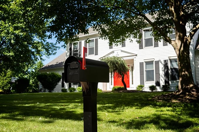 Architectural MAILBOXES Ironside Large Capacity Galvanized Steel black, Post-Mount Mailbox, MB801BAM, Metal, Black | Galvanized steel build for outside with rust-resistant powder-coat finish and a magnetic door closure. USPS approved.