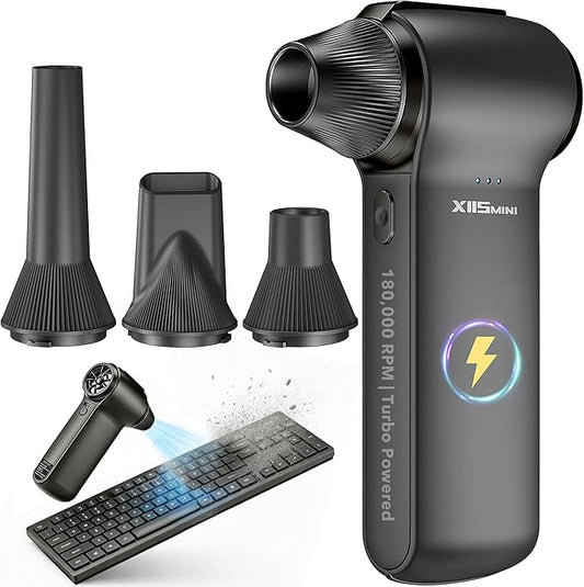 Compressed Air Duster 180000RPM – Super Power Cordless Electric Air Duster with 3-Speed Turbo Fan, Rechargeable Air Blower for Computer, Keyboard, Car, Camera & Home Cleaning