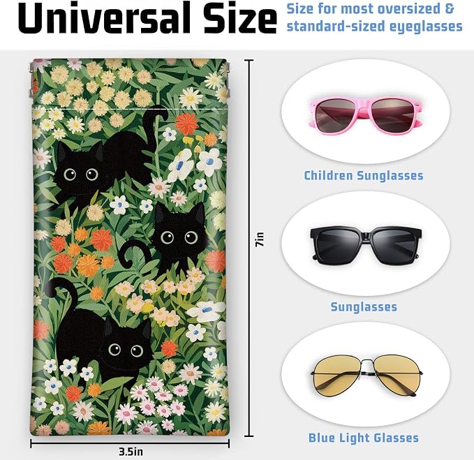 Soft Sunglasses Eyeglass Glasses Case,7x3.5inch Portable PU Leather Squeeze Top Holder Bag Pouch for Women Men