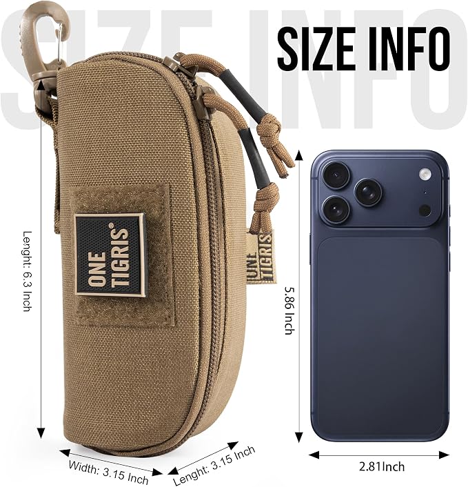 ONETIGRIS Tactical Hard Shell Eyeglasses Case Molle Zipper Sunglasses Pouch Shockproof Crush Resistant for Outdoor Activities