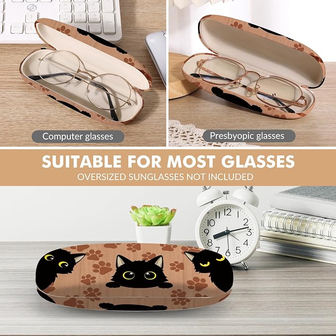 Glasses Case Hard Shell,Portable Protective Eyeglasses Case, Eyeglass Holder Box with Cleaning Cloth, for men women