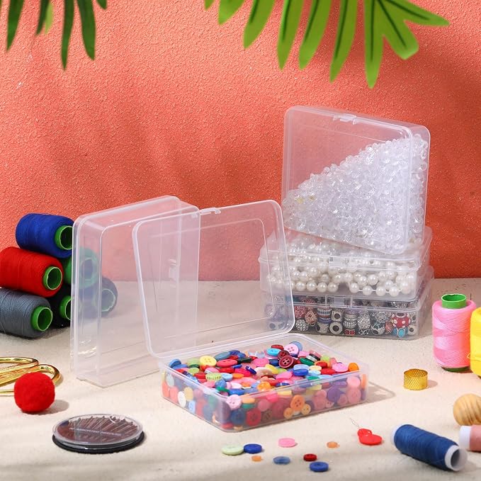 Jetec 30 Pieces Mini Plastic Clear Beads Storage Containers Box for Collecting Small Items, Beads, Jewelry, Business Cards, Game Pieces, Crafts (5 x 4 x 1.3 Inch)
