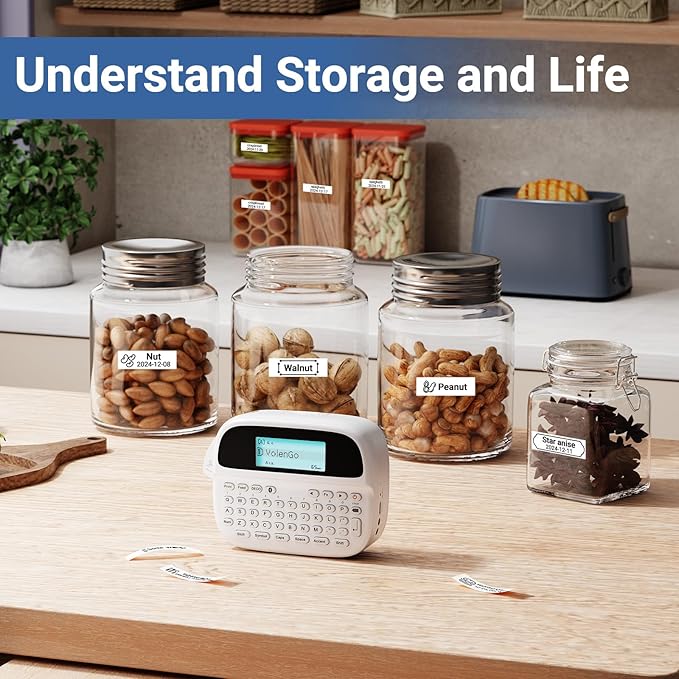 M950 Label Maker Machine Bundle, Rechargeable Portable Labeler Machine with 7 Tapes 12mm White, Bluetooth Handheld Label Printer, Backlit Inkless Labeling Maker for Office School Home