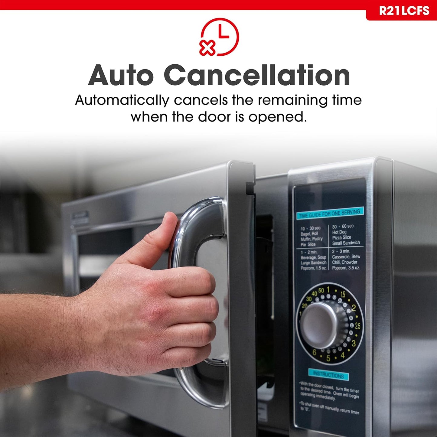 Sharp R-21LCFS Medium-Duty Commercial Microwave Oven with Dial Timer, Stainless Steel, 1000-Watts, 120-Volts