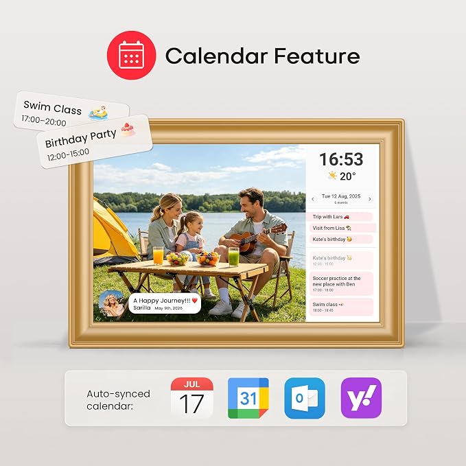 Frameo 10.1" WiFi Digital Picture Frame with 32GB Memory, 1280 x 800 IPS HD Touch Screen Electronic Photo Frame, Auto-Rotate, Slideshow, Wall Mountable, Share Photos/Video Remotely Anywhere