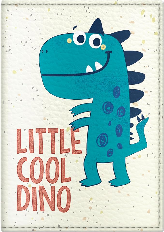 Passport Cover for Kids, Women and Men, Cute Travel Passport Holder (Little Cool Dino)