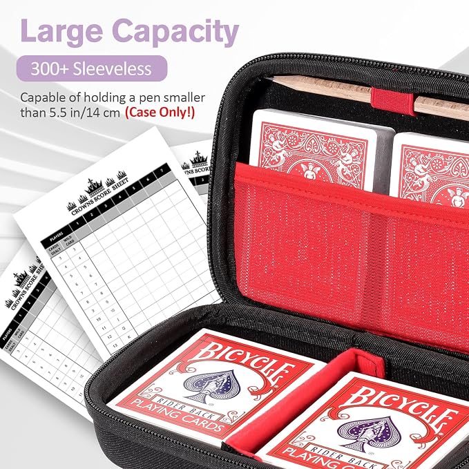 ProCase Hard Playing Card Game Carrying Case, Travel Storage Box Holds 300+ Trading Cards, Bag Holder for Classic Board Game UNO, Five Crowns，SKYJO, PlayMonster and More (Case Only) -Black
