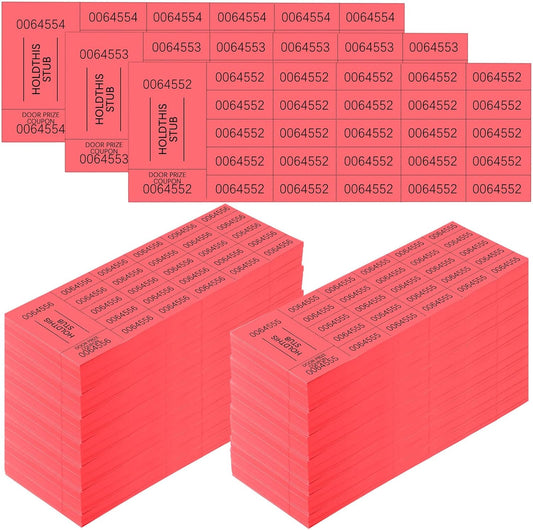 Kosiz 2000 Sheets Raffle Ticket 25 Bid Chinese Auction Tickets Tricky Tray Basket Raffle Sheets for Back to School Class Rewards Carnival Door Prizes Events(Red)
