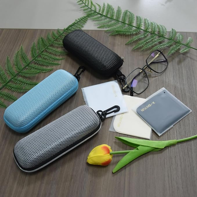 Unisex Semi-Hard Shell Eyeglasses Cases(3 Pack), Protective Case For Glasses