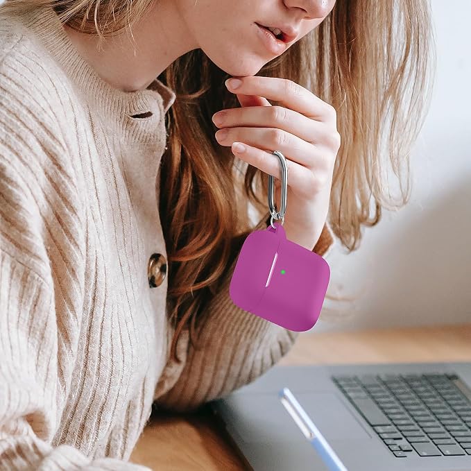 for AirPods Case Cover, Come with Cleaner Kit, Soft Silicone Protective Cover with Buckle, Compatible with Apple AirPods 2nd 1st Generation Charging Case, Front LED Visible, Classic Pink