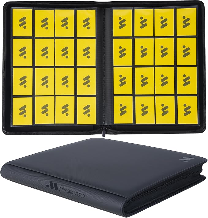 Card Binder 16 Pocket,Trading Card Binder Holds up to 1408 Cards with 44 Sleeves,Zipper Card Holder Album Compatible with TCG/Sports Cards-Black