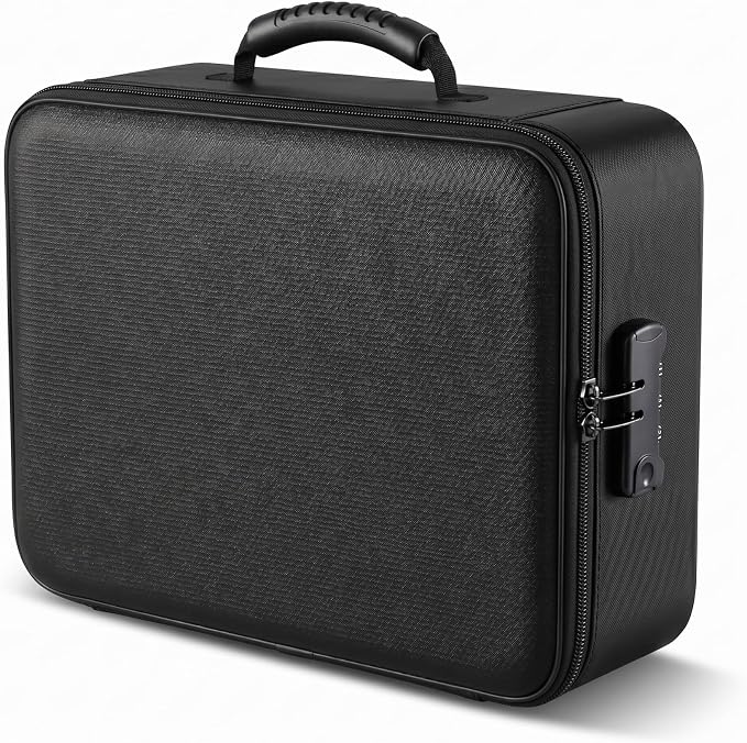 Fireproof Document Box (Soft-Shell) with Lock, 5200°F Fireproof & Water-Resistant File Organizer for Important Documents, Certificates, Passport & 14" Laptop, Home Office Travel