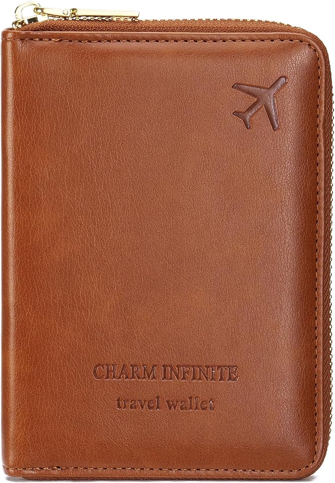 Travel Passport Wallet RFID Blocking Passport Holder-Women and Men with Zippered Ladies Passport Cover