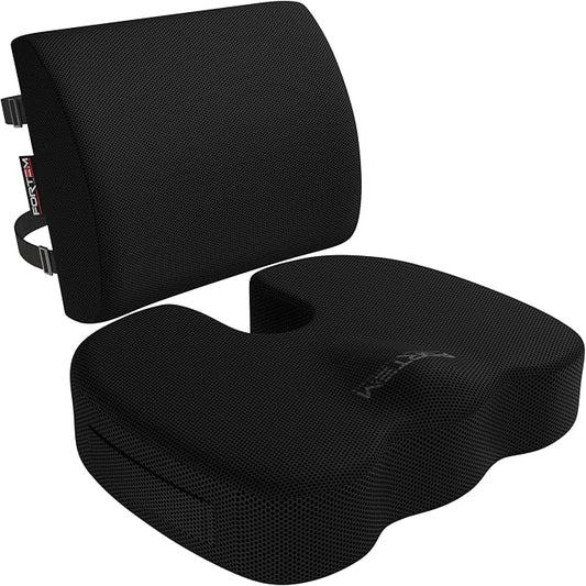 FORTEM Seat Cushion, Office Chair Cushion, Lumbar Support Pillow for Office Chair, Memory Foam Car Seat Cushions, Sciatica Coccyx Tailbone Pain Relief, Cushions for Back Support, Washable, Non Slip XL