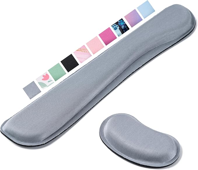 Hoewina Keyboard Wrist Rest,Ergonomic Wrist Support for Keyboard,Gray | Computer Wrist Rest,Superfine Fabric and Gel Memory Foam Wrist Pad,Easy Typing&Pain Relief,Suitable for Office,Family