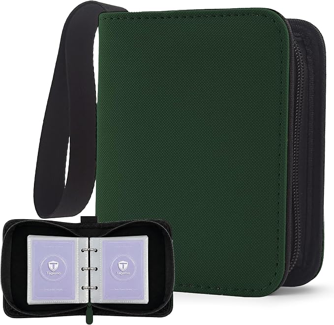 1 Pocket Card Binder with Zipper, 100 Pockets Mini Trading Card Album, Premium PU Leather Single Card Binder, Small Display Folder for TCG & Sports Cards