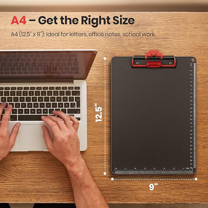 Clipboard with Pen Holder, Aluminum Frame & 2-in-1 Upgraded Clip, A4 Size 12.5 x 9 Inch, Heavy Duty Portable Writing Board with Anti-Slip Backing, for Office School Classroom Doctor Coach(2 Pack)